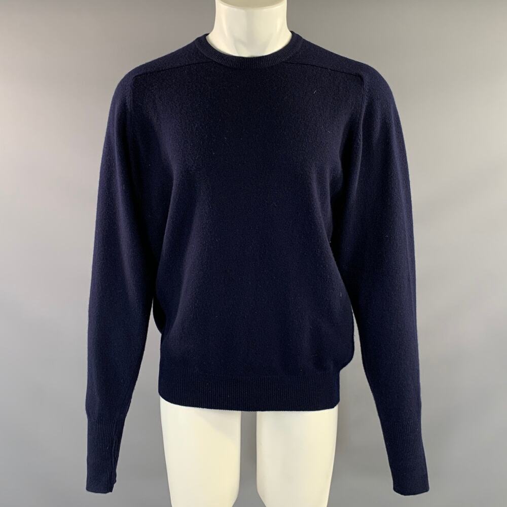 N.PEAL Size M Navy Knit Cashmere Crew Neck Sweater